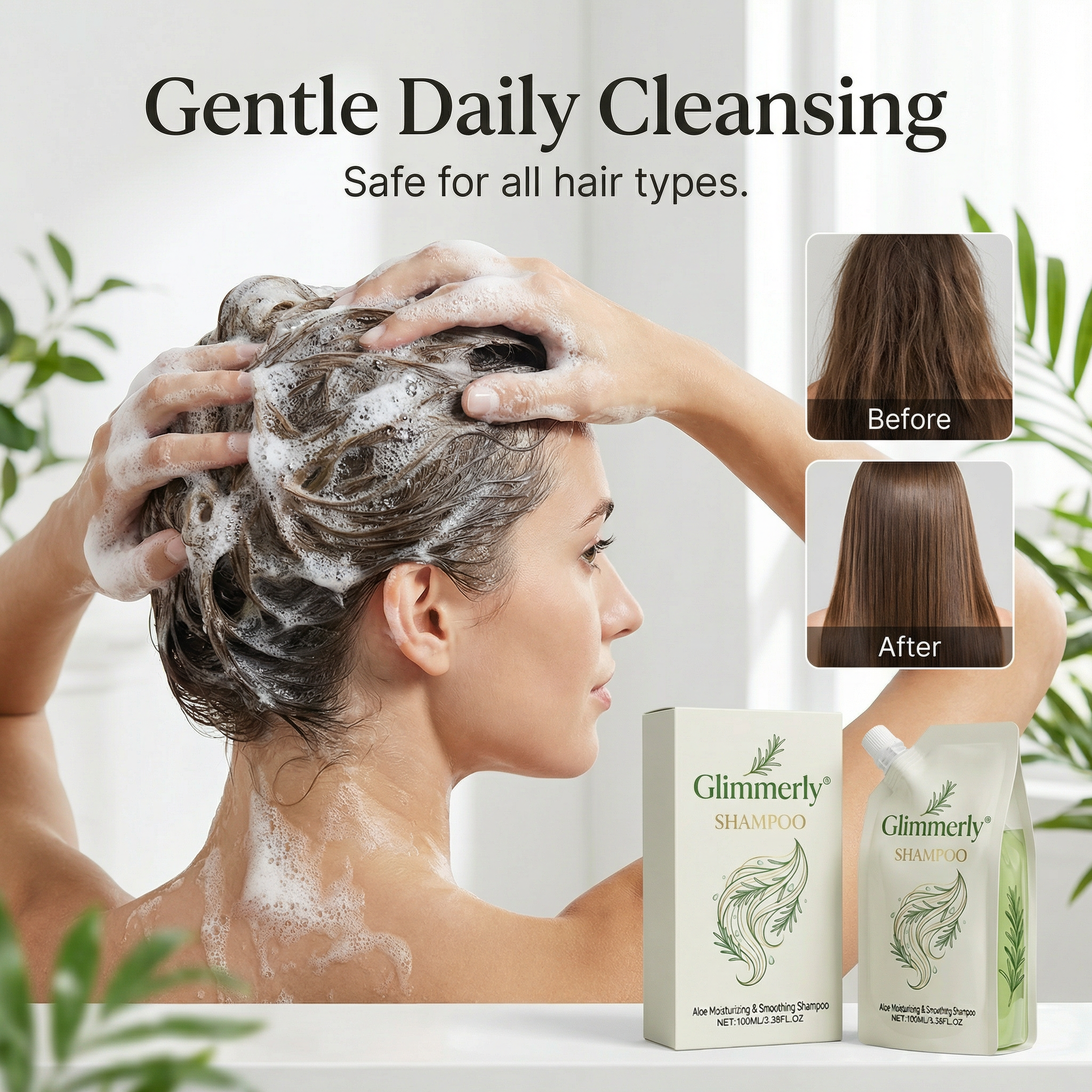 Glimmerly® Aloe Repair Shampoo — Hydrate, Strengthen & Restore Hair Naturally